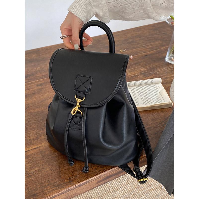 Kpop Women Backpacks Large Capacity Soft PU Leather School Bags For Teenagers Girls Mochila Female Shoulder Bag Bagpack Balck