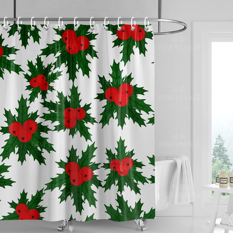 

Home shower curtains bathroom Decora waterproof fabric non-slip bathmat water absorption curtain Modern nordic Merry Christmas 90x180cm