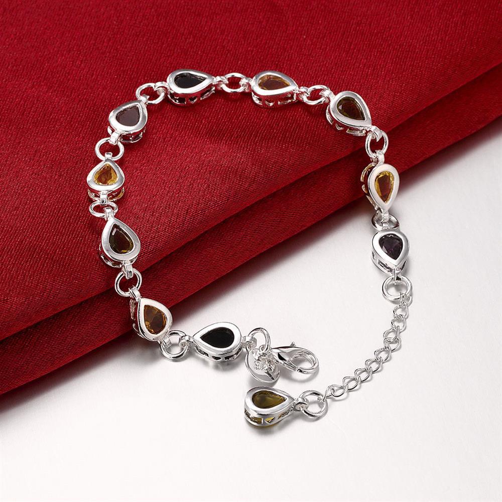 Jewelry Plated with 925 Silver Colored Stone Zircon Drop-shaped Women's Bracelet Jewelry Gift