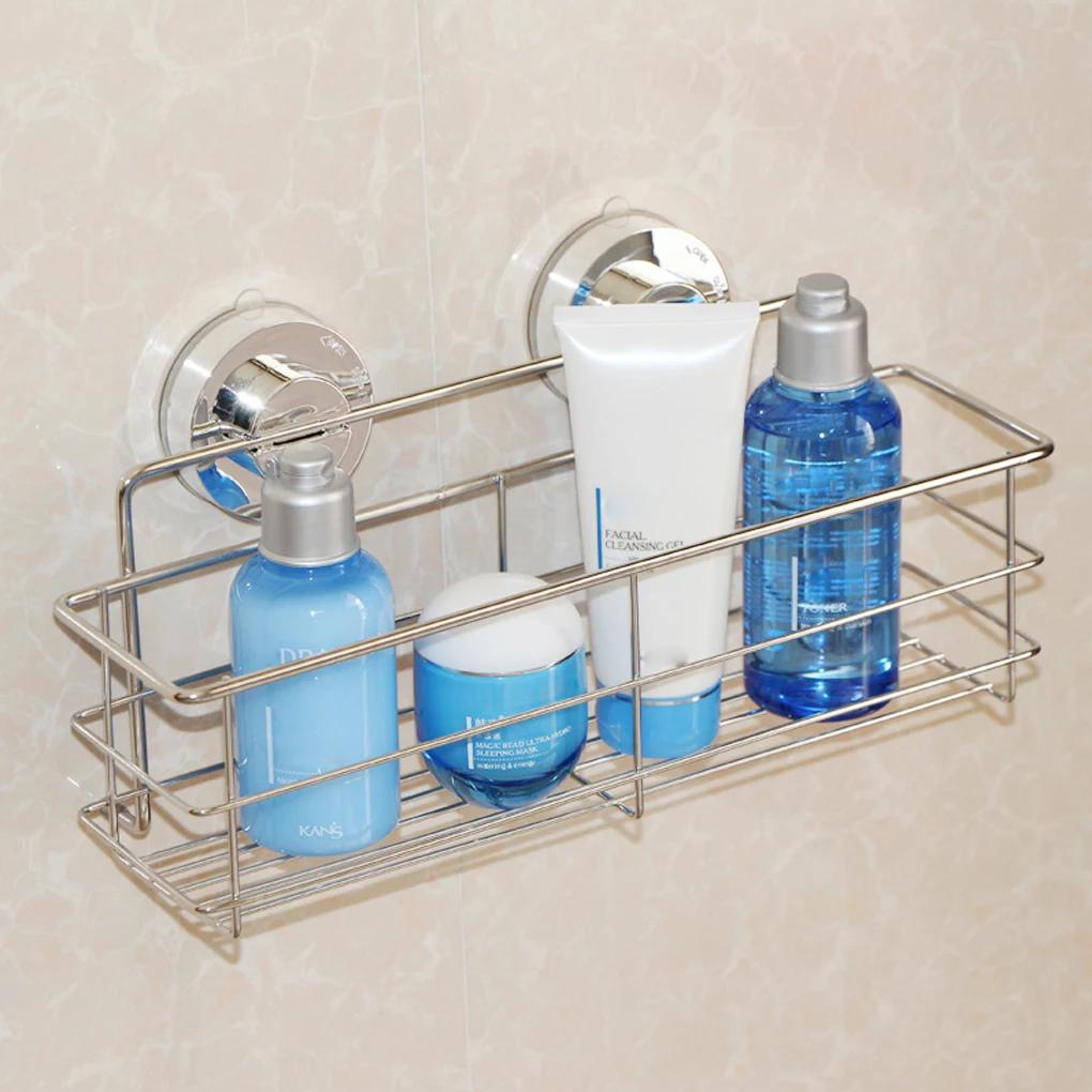 Stainless Steel Storage Bracket Suction Cup Deep Bath Wall Shelf Shampoo Shower Gel Bathroom Holder Bedroom Organizer Mini Shelf
