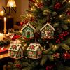 Kreatives Geschenk für Erwachsene DIY Weihnachts-Perlenkunst Malerei Hängender Anhänger Bausatz, 3D Perlen Lebkuchenhaus Dekoration Haus Handgemachte Miniatur