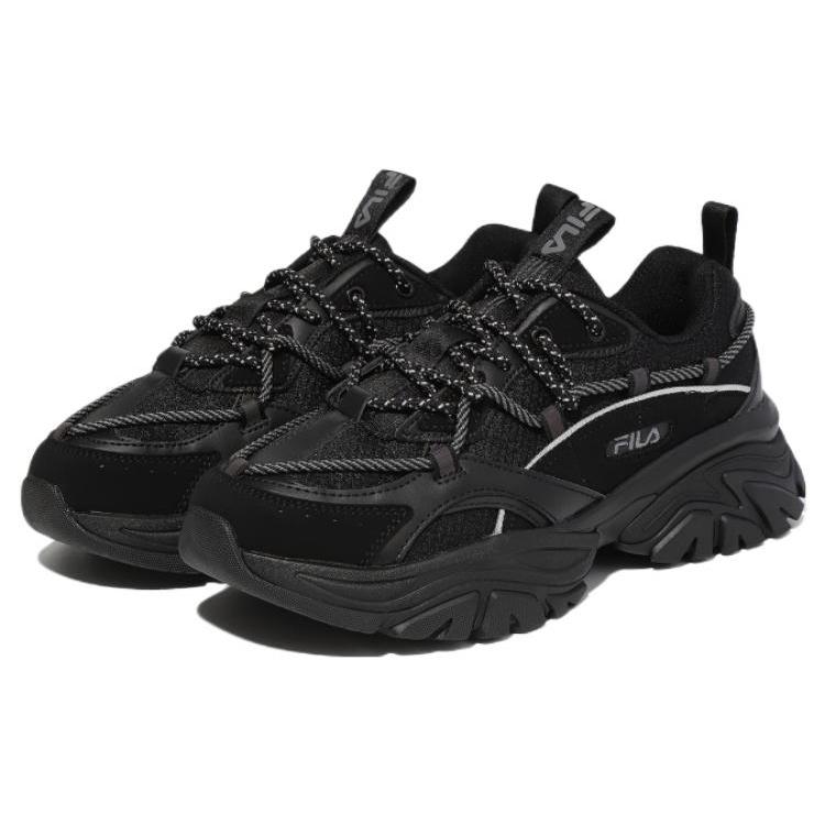 FILA Fabric Retro Sports Abrasion Resistant Breathable Low top Casual Shoes Unisex Black Korean Style 1RM02263E_001