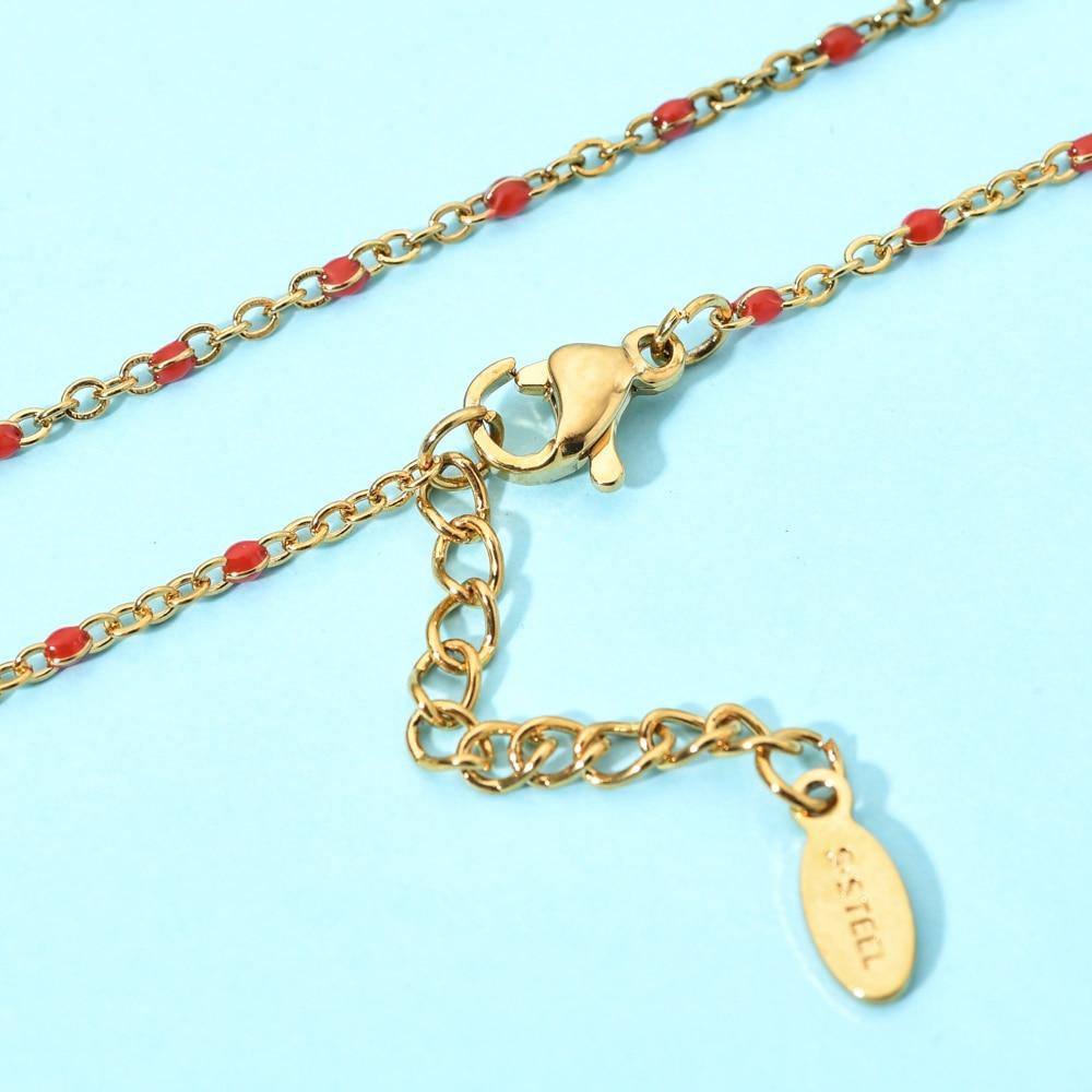 Boho Stainless Steel For Women Bracelets Cute Style Enamel Bracelets Jewelry Gold Tone Color Link Chain BraceletCute Wrist Bracelet