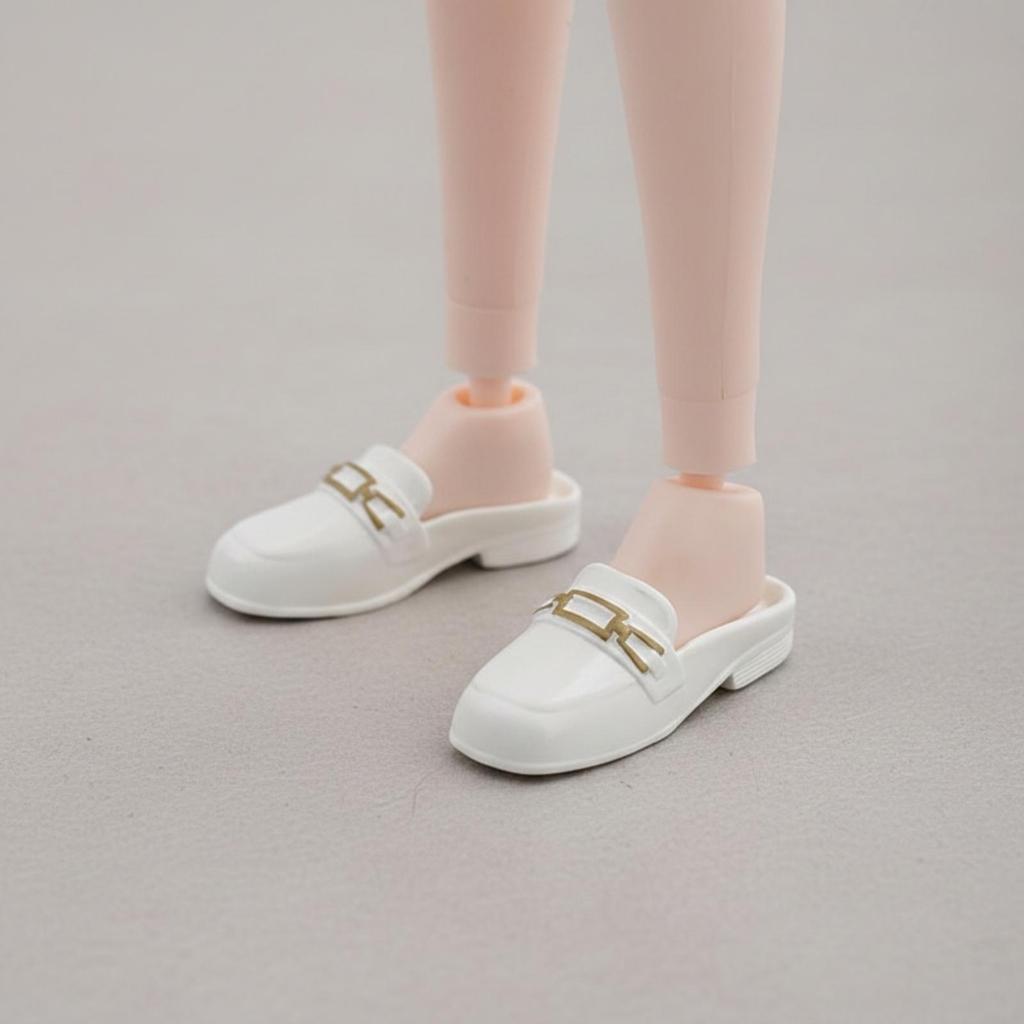 Doll Mules with Gold Chain Glossy 1/6 Scale Loafers Versatile
