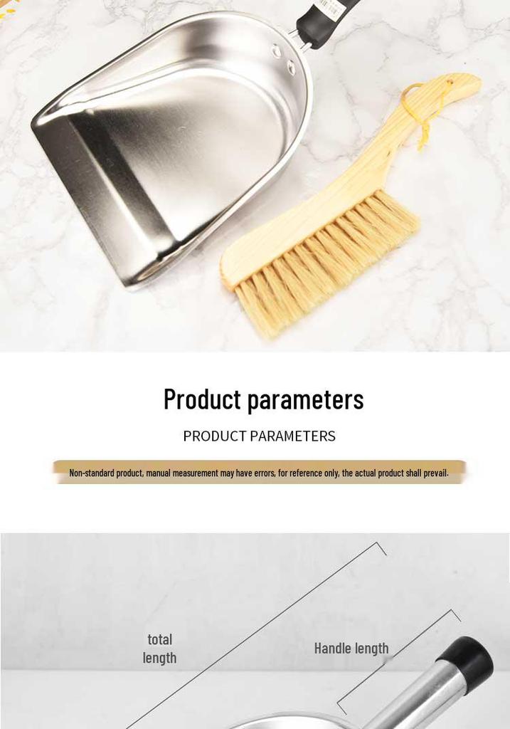 Compact Handheld Stainless Steel Dustpan - Durable, Portable, Short Handle for Household Cleaning
