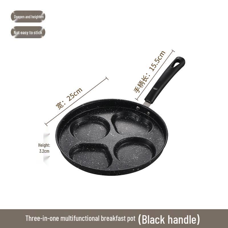 Bakelite Handle Non-Stick Breakfast Frying Pan with Multi-Hole Mold for Eggs, Pancakes, and Burgers
