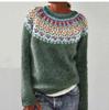 European & American Women's Color-Block Round Neck Fashion Pullover Sweater