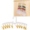 Plastic Sock Clips Drying Rack Straight Rod for Clothes Travel Portable Supplies White and Yellow