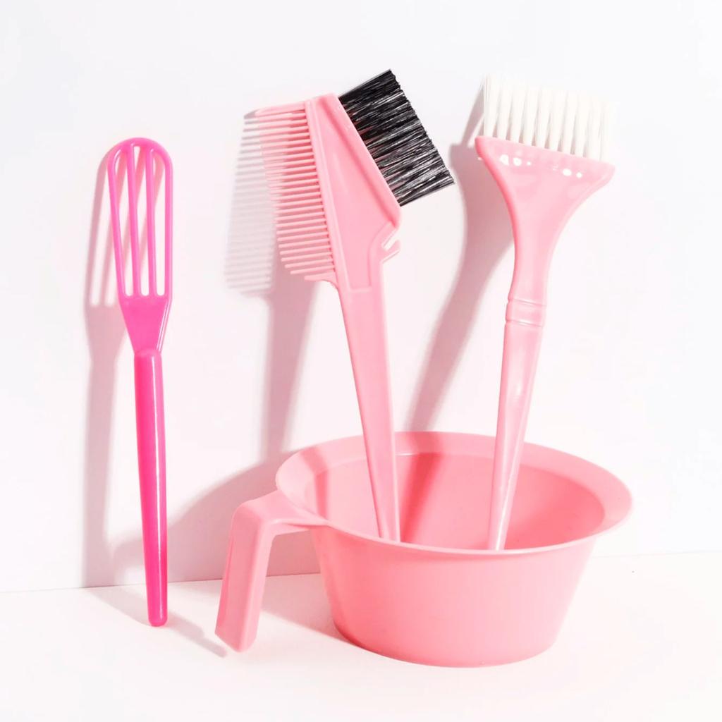 4pcs hair dye tool set, brushes, stirrers, and mixing bowls, hair design color matching accessories,Special for real hair wigs