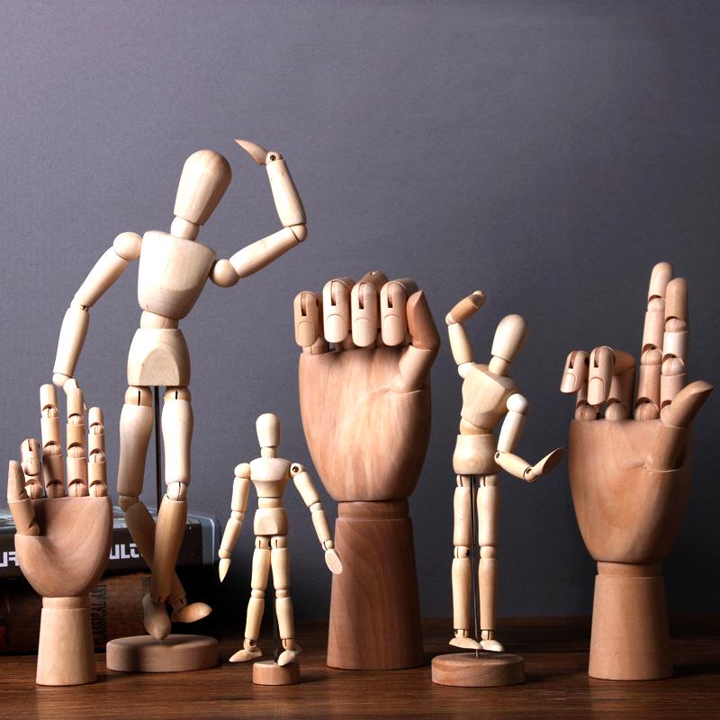 Jointed Wooden Puppet Doll: Handcrafted Human Body Ornament & Decompression Gadget.