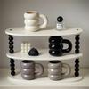 Söt Mugg i Keramik med Donutmotiv, Nordisk Stil, Kreativ, Stor Kapacitet, Kaffekopp, Enkel Vattenkopp för Par, Mörk Färg