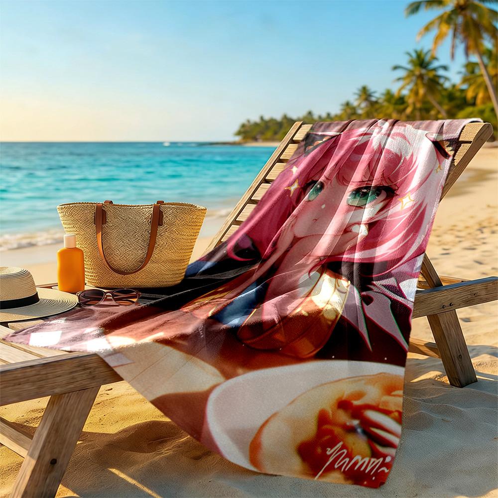 Anya Forger Beach Towel High Absorbency & Quick-Dry Comfortable Lightweight Suitable for Sports, Travel, Swimming, Yoga, Bathroom, Beach, And Pool