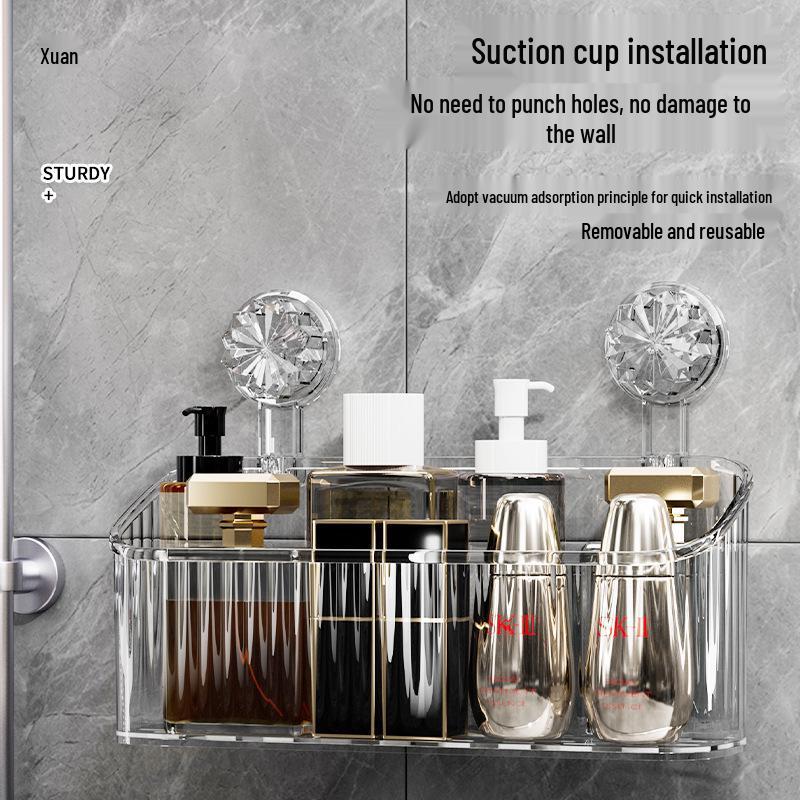 Bathroom No-Drill Suction Cup Storage Shelf and Organizer
