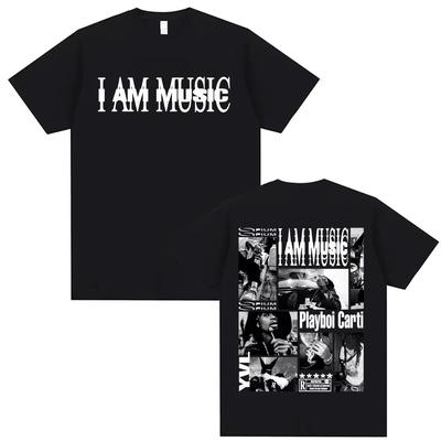 Camisetas con Logo del Álbum I AM MUSIC del Rapero Playboi Carti para Hombre Moda Gótica Hip Hop Street Camisetas Mujer Verano Cuello Redondo Tops T...