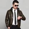 Young men's leather jacket spring and autumn new hooded casual dad autumn clothing 40 years old 50 years old jacket men's clothing