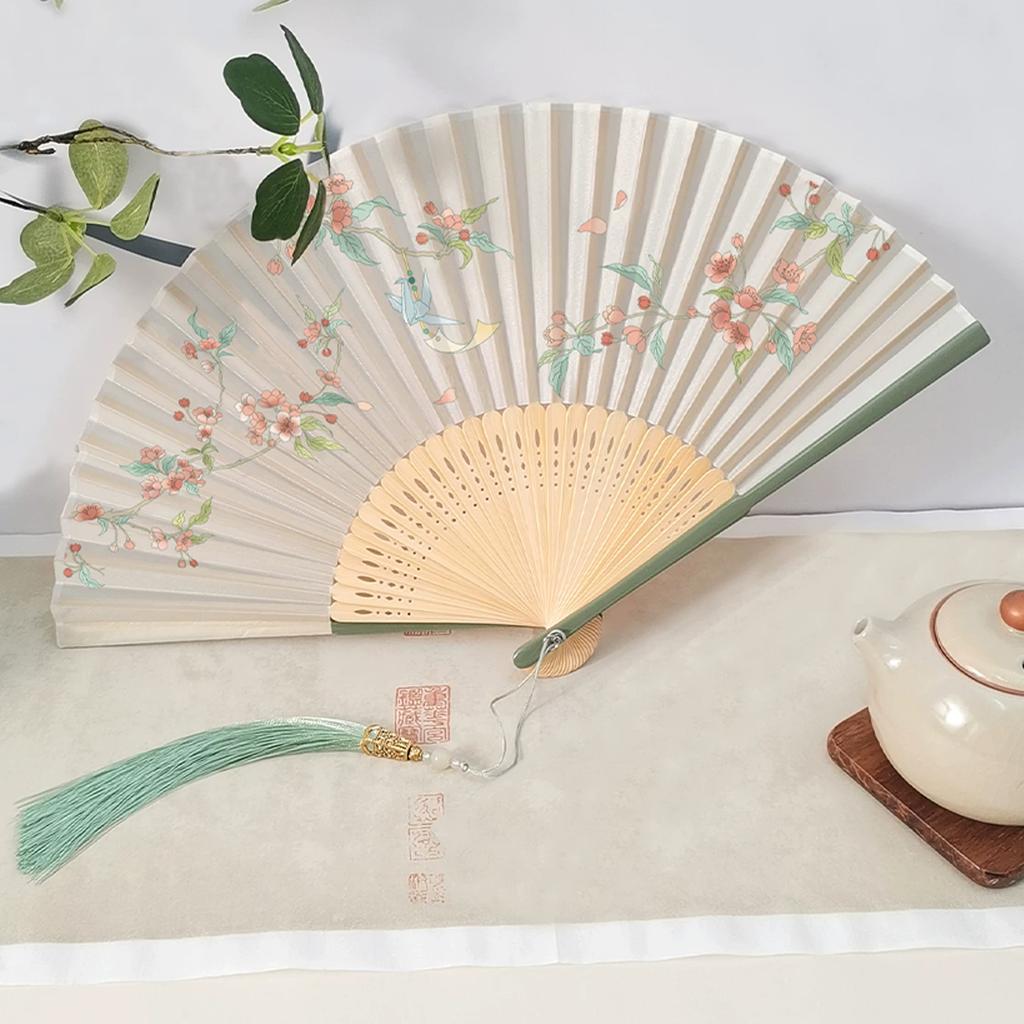 Antique Fan Folding Fan Chinese Style Han Costume Cheongsam Fan New Chinese Summer Female Fan Portable Small Folding Fan Fresh