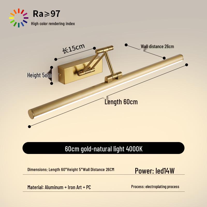 LED Vanity Mirror Light: Drill-Free Installation for Bathroom or Dressing Table Cabinets