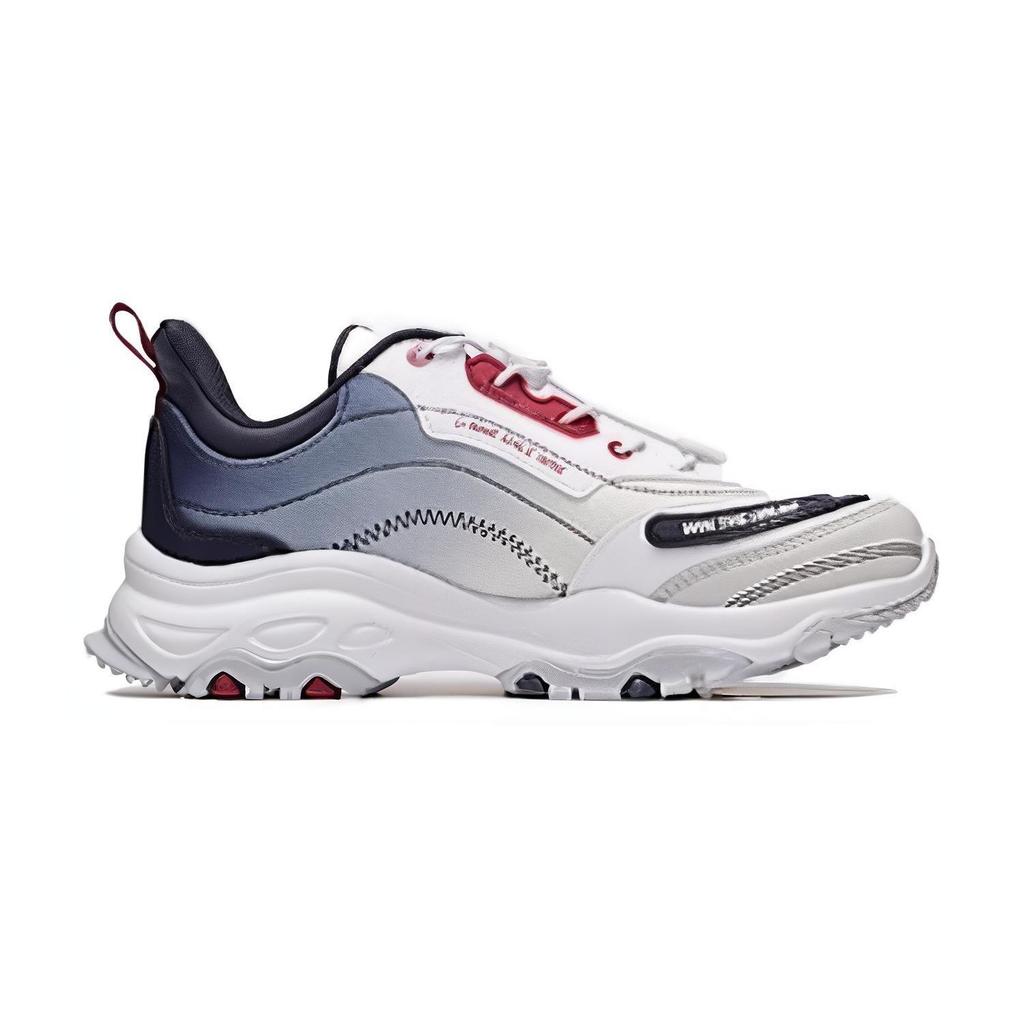 Li Ning Kids Comfortable Non-Slip Waterproof Low-Top Running Shoes Kids Sneakers White Blue YKCT156-7