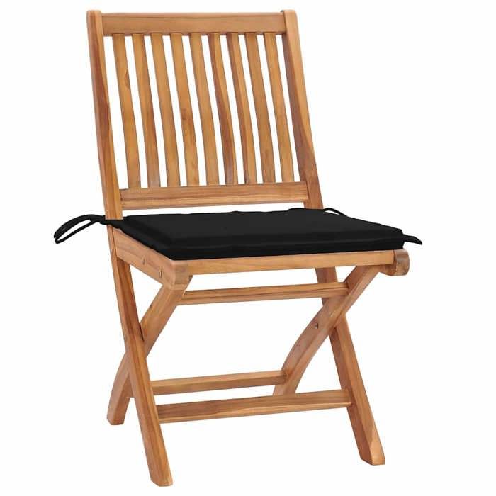 Chaises de jardin - MAISON EXCLUSIVE - Ensemble 6 chaises pliantes - Teck massif - Coussins inclus - Résistantes aux intempéries
