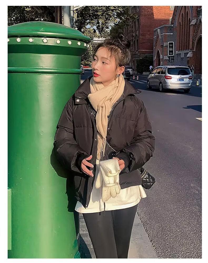 Korean Style Women's Winter Clearance: Short, Thick, High-Waisted Down Cotton-Padded Jacket