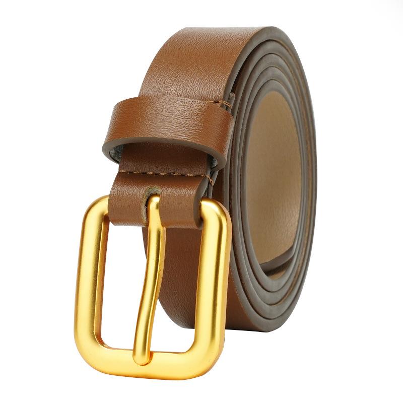 Women's Belt New Double Sided Versatile Dress Decorative Belt Pure Cowhide Smooth Buckle Belt