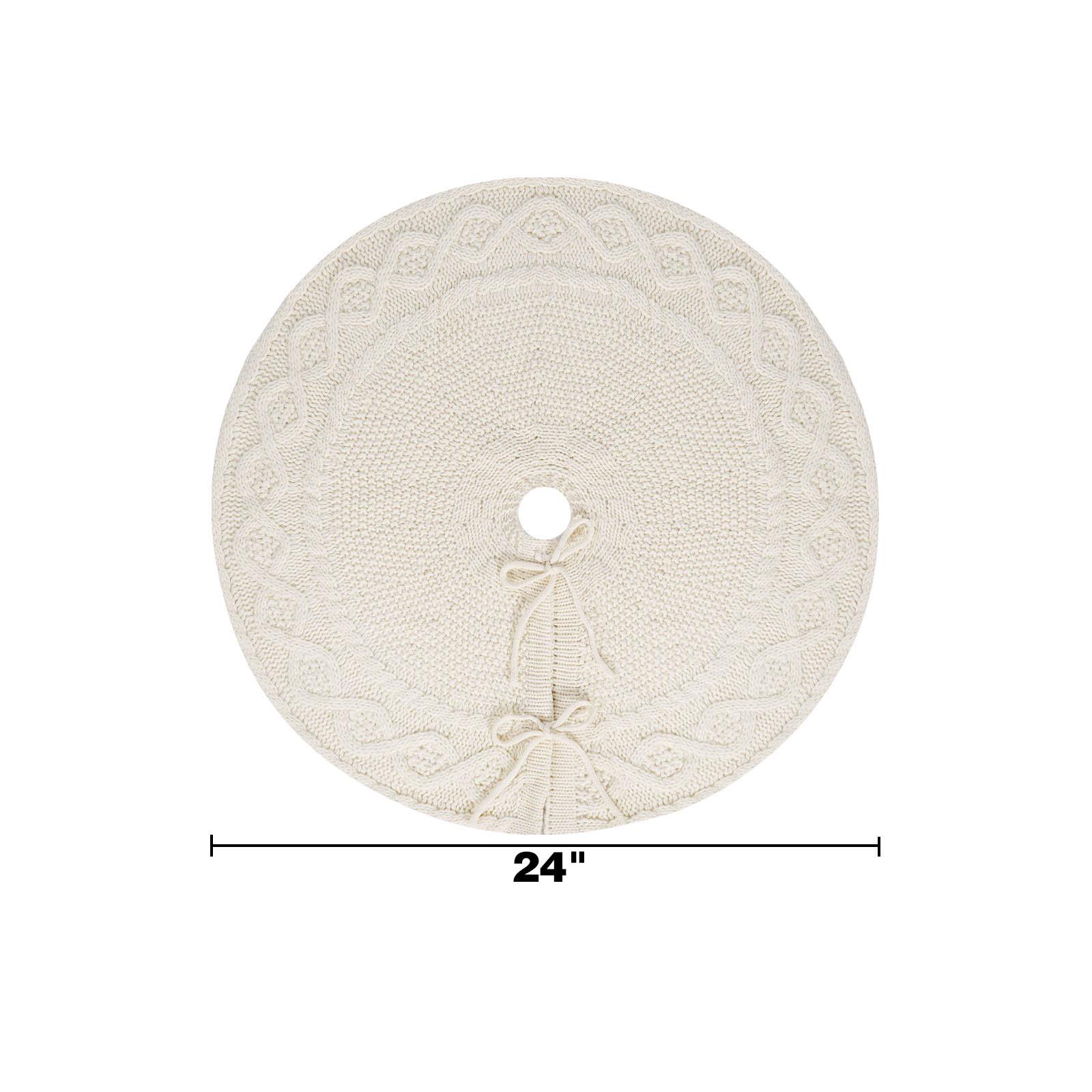 

1 шт. Юбка для рождественской елки в деревенском стиле кремового цвета, трикотажная, отделка из полиэстера, завязка на шнурке - Идеально подходит для праздничного дома