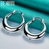 925 Sterling Silver Round Smooth U-shaped Large Ring Earrings Fashion Jewelry