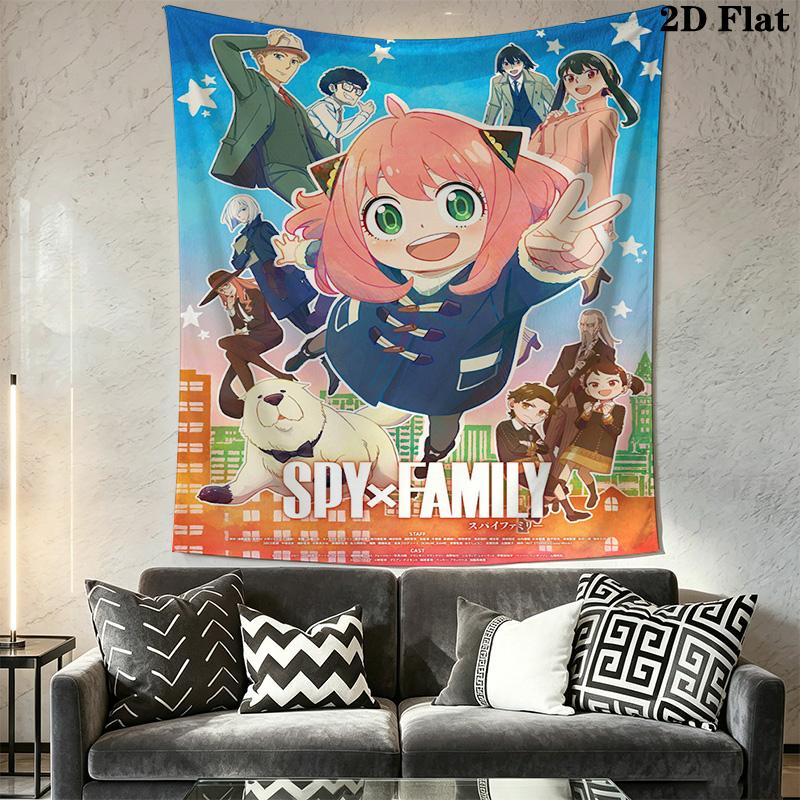 Spy X Family Teamwork Action Tapestry Fashion Print Wallmounted Background Cloth Wall Covering Decoration Soft