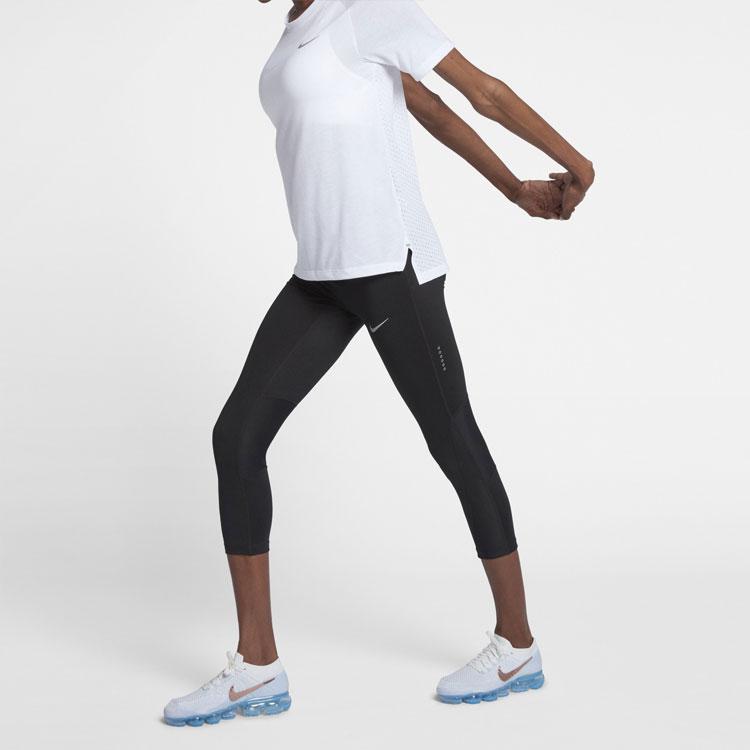 Nike Dri-Fit Tailwind Short Sleeve Running T-Shirt Women Tops White 890192-100