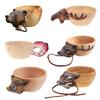 Animals for Head for Image Cup Wooden Mug Animal Shape Portable Camping Drinking