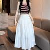 1PC High Waist Skirts Long Skirts A-line Skirts Polyester Chiffon White Elastic Women Vintage