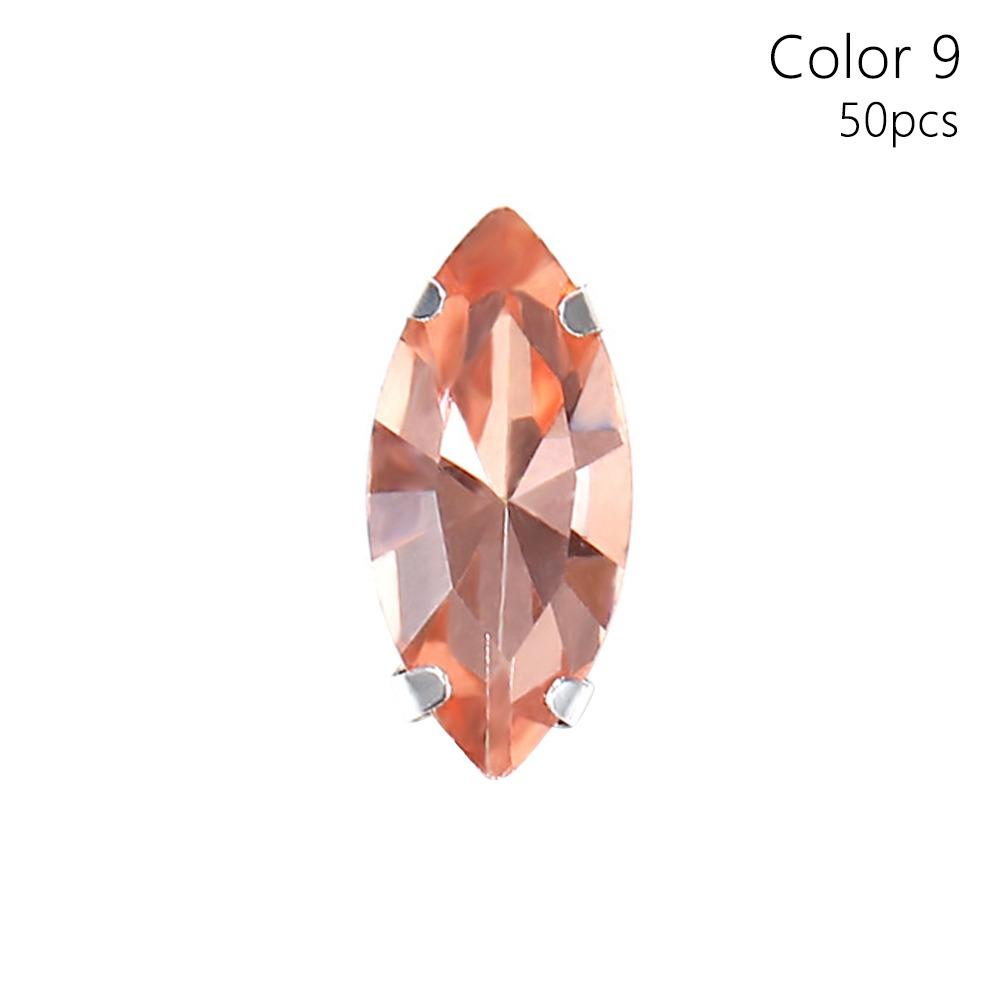 50Pcs/Pack Sew On Glass Crystal Stones With Silver Claw Diamond Beads Ornament  For Needlework