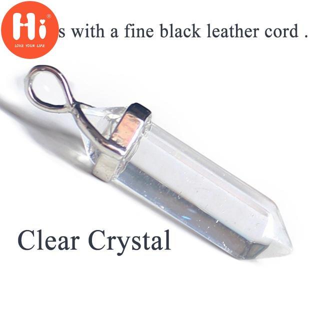 Merhaba Yeni Yeşil Aventurin Opal Kuvars Kristal Kolye Doğal Taş Siyah Deri Altıgen Kolye Gerdanlık Kolye Takı