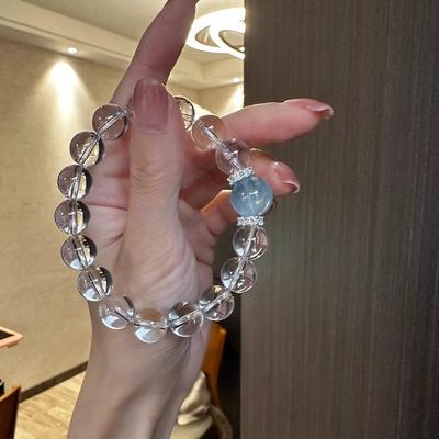 Aquamarine and White Crystal Bracelet for Women, New Popular Model, Light Luxury Niche with a High-end Feel, a Valentine's Day Gift for Your