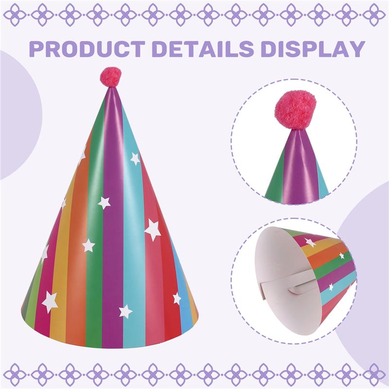 Versatile 8Pcs Paper Gold Foil Happy Birthday Party Cone Hats For Adults And Kids Party Decoration