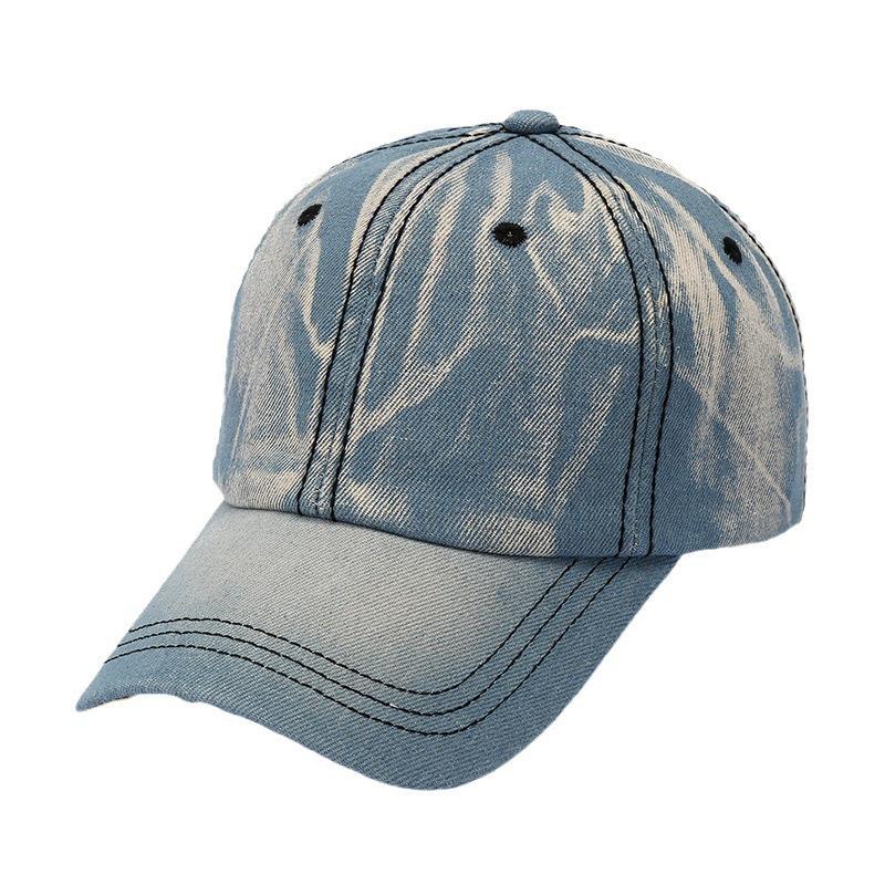 Solid color retro denim washed baseball cap pure cotton soft top curved brim cap