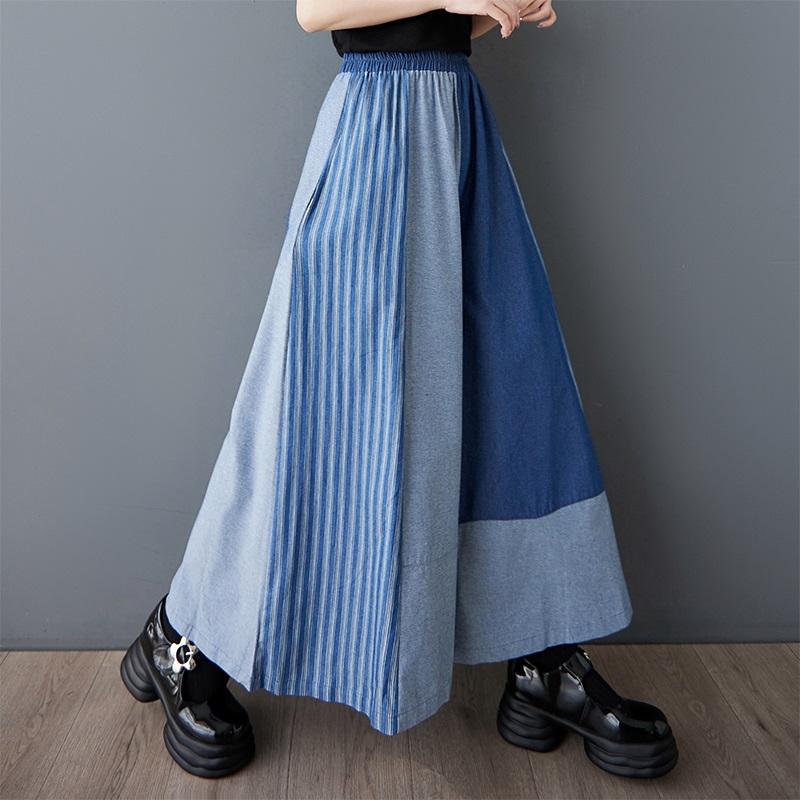 Vară plus mărime Vintage Patchwork talie înaltă casual largi Femei blugi denim pantaloni largi