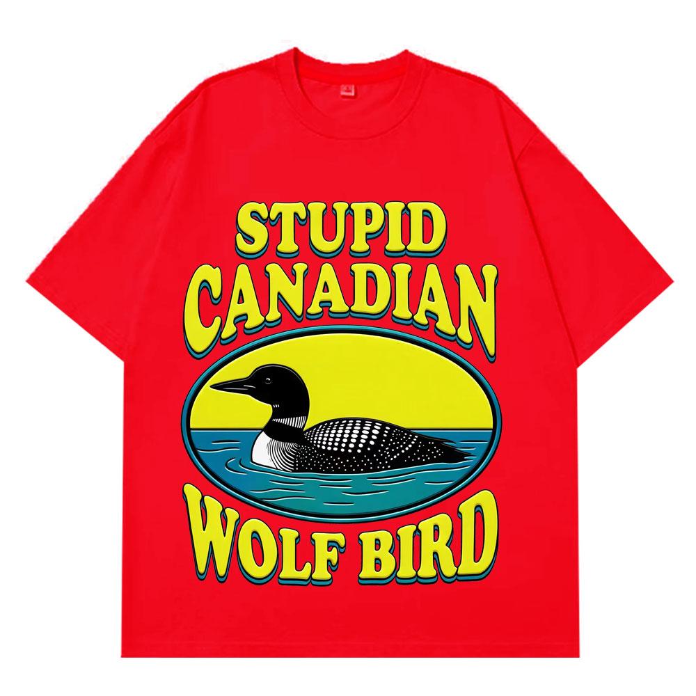 Глупая канадская волчья птица Смешной мем Футболка Мужская Женская Эстетичная Модная Футболка С коротким рукавом Свободная Хип-хоп Хлопковые футболки S