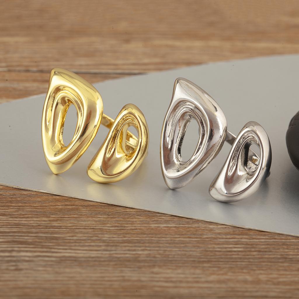 Nidin Fashion Irregular Geometric Smooth Open Rings Adjustable For Women Pig Nose Design Copper Finger Jewelry Accessories Gift
