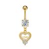 14G Curved Belly Clicker Stainless Steel Butterfly Heart Dangled Crystal CZs Belly Button Rings for Women Navel Clicker Ring