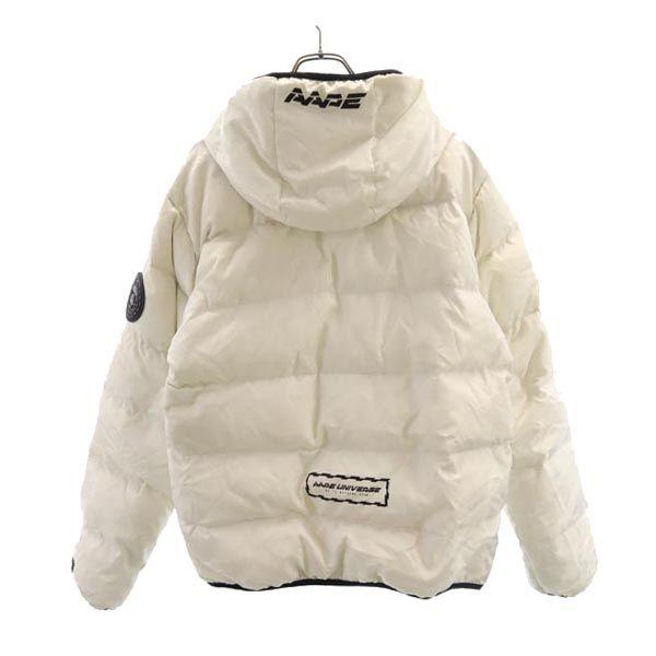 AAPE Reversible Down Jacket XL White System A BATHING APE Logo Men's Used