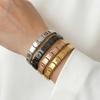 Trendy 18K Gold Plated Italian Charm Bracelet for Women, 9mm Stainless Steel Modular Link Chain, Waterproof Tarnish Free
