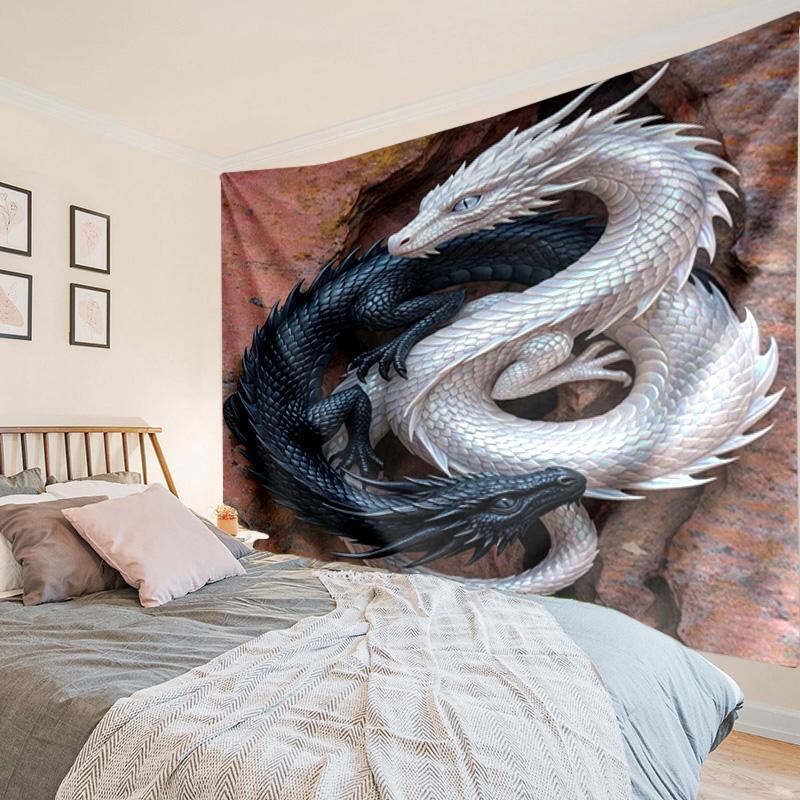 Colorful Dragon Artwork Tapestry, Unique Design Tapestry, Wall Decor for Bedroom,Livingroom, Playroom,Heartwarming Fan Holiday Gifts