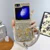 Tide Brand Glitter Is Suitable for Samsung ZFlip5 Mobile Phone Case, Folding Rhinestone Bow Zflip4/3 Portable Protective Case.