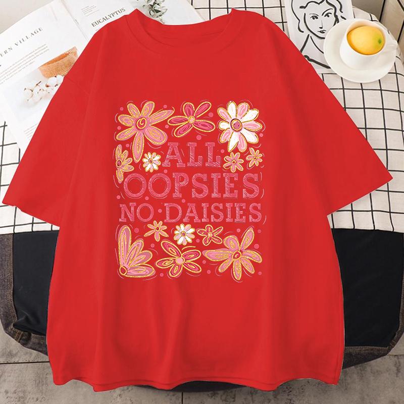 Футболка с принтом 'All Oopsies No Daisies' для женщин и мужчин, повседневная, с круглым вырезом, летняя, футболка про ментальное здоровье, смешные ретро-футболки с цветами