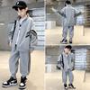 Boys' Spring & Autumn 2025 Stylish Baseball Uniform Sweatshirt Set - Medium & Large Casual Two-Piece