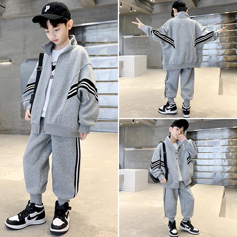 Boys' Spring & Autumn 2025 Stylish Baseball Uniform Sweatshirt Set - Medium & Large Casual Two-Piece