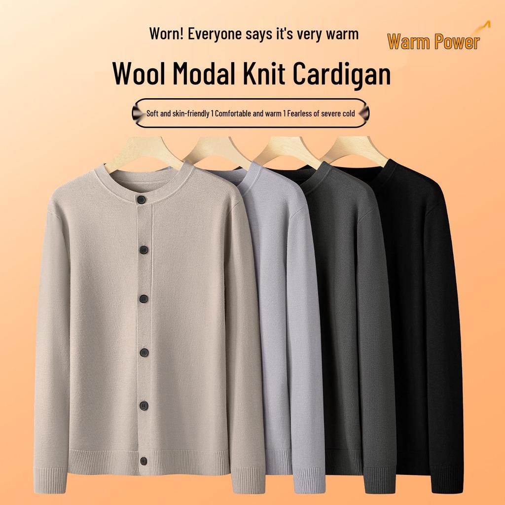 2025 Men's Wool Modal Knit Cardigan: High-End Loose Fit, Casual Autumn/Winter Sweater