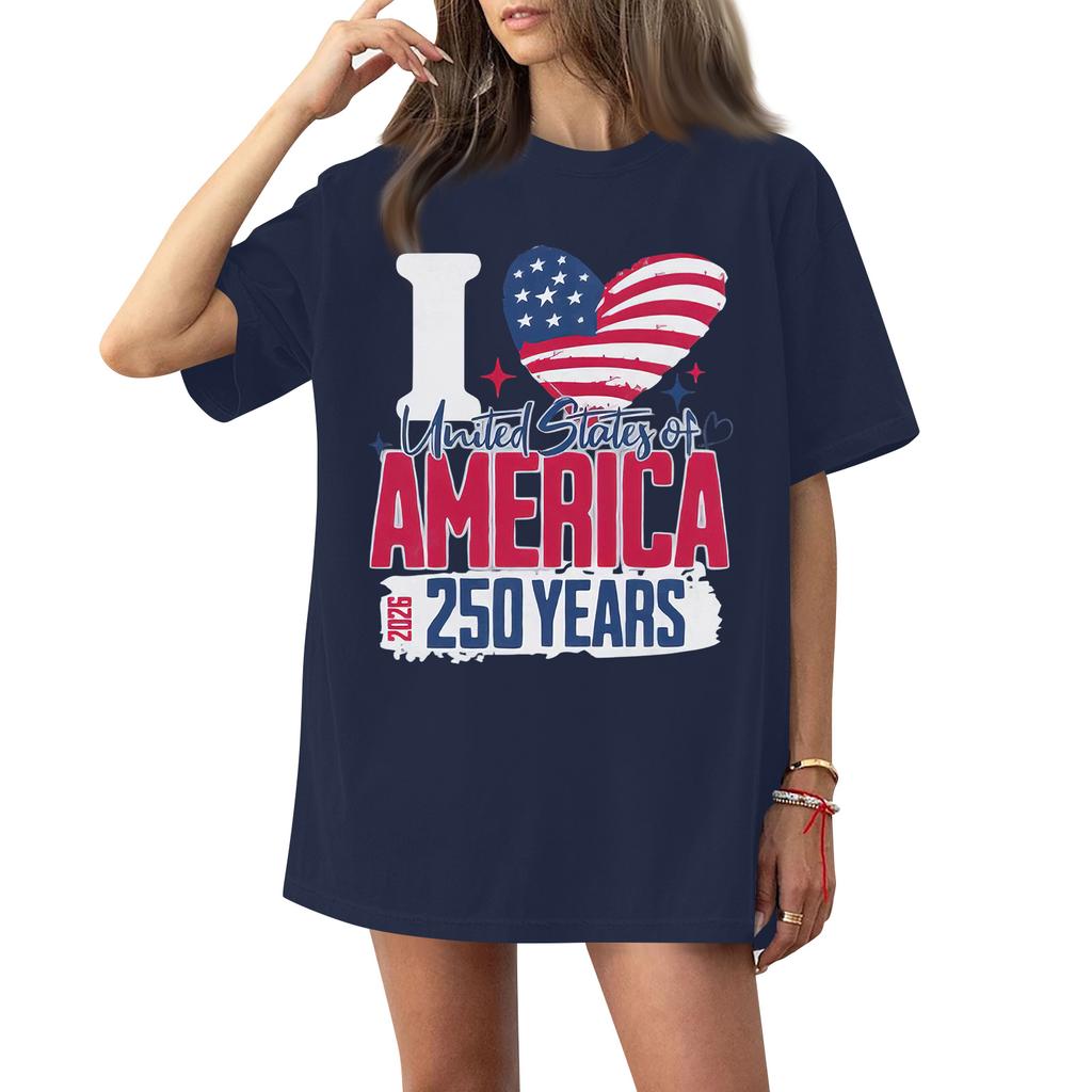 Damen Rundhals Bedrucktes Kurzarm T-Shirt Top