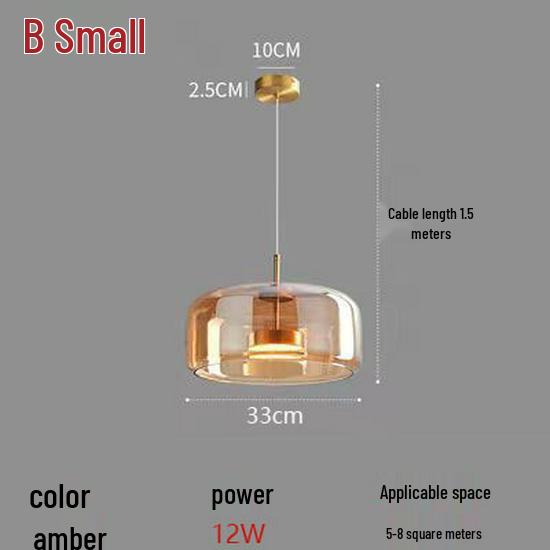 Italian Minimalist Glass Pendant Light for Bar, Study, Bedroom, or Bedside. Nordic Style, High-End, Simple Design.